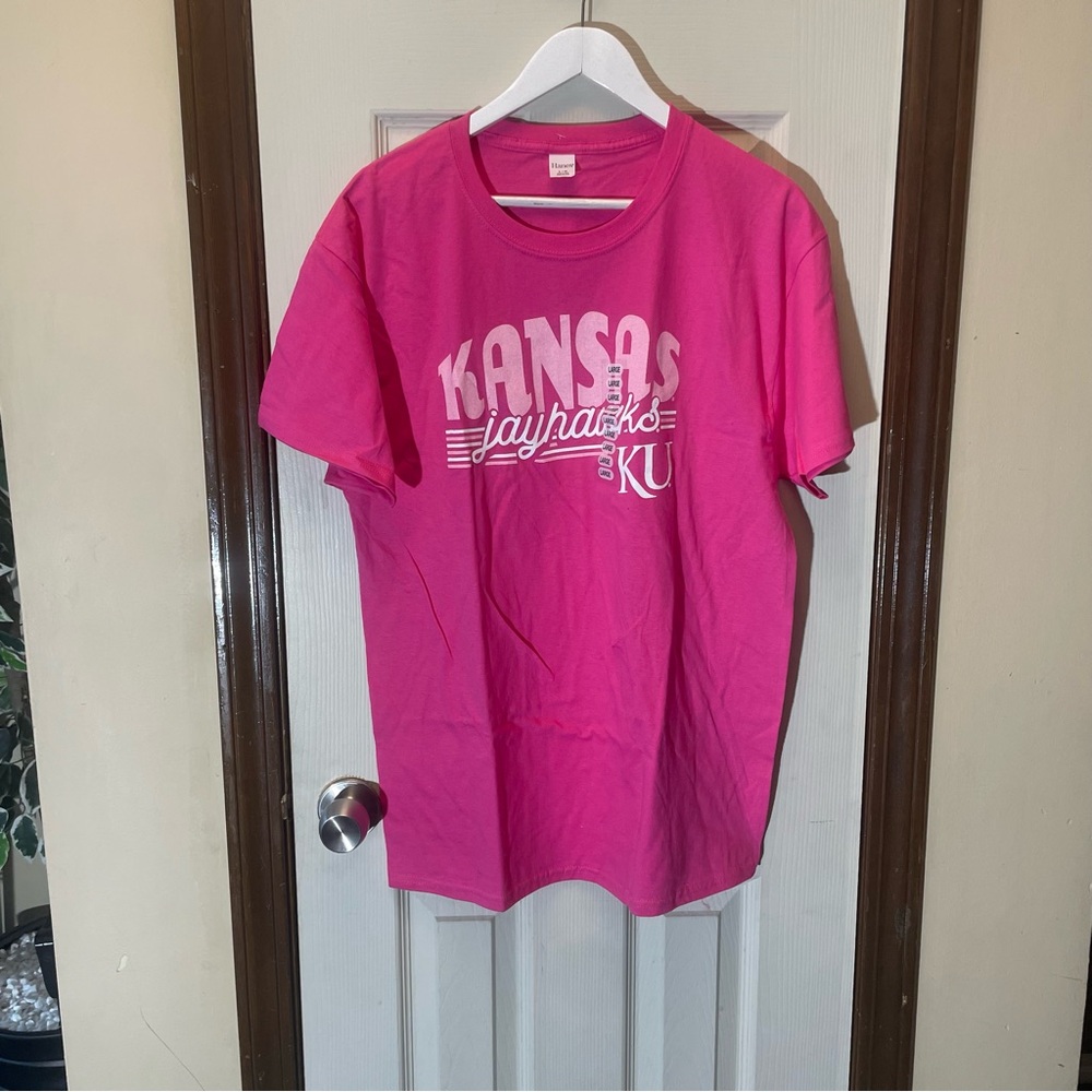 NWT Hanes Kids Pink Kansas Jayhawks Tee